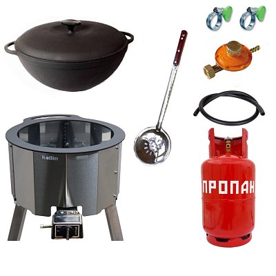 Казан 12 л Ситон + газовая печь 10 кВт + металлический баллон