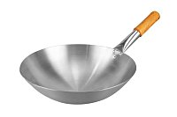Вок сковорода 30 см GetHof, из нержавейки, деревянная ручка