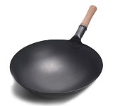 Сковорода-вок (Wok) стальная GetHof Premium с деревянной ручкой 38 см