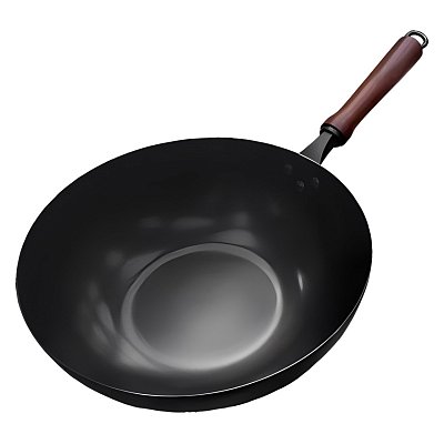 Вок сковорода 34 см GetHof Lux, стальной, с плоским дном