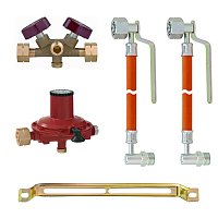 Газобаллонная система на шлангах с ручным шаровым переключателем, 2 баллона СНГ, 37-50 мбар