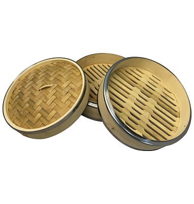 Бамбуковая пароварка 24 см GetHof, усиленная (2 уровня + крышка) BPU-240