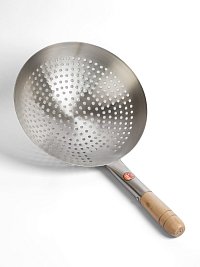 Шумовка для вок 30 см GetHof Premium, деревянная ручка 