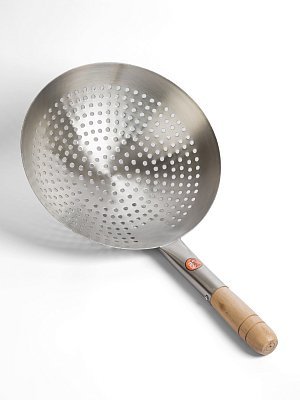 Шумовка для вок 30 см GetHof Premium, деревянная ручка 