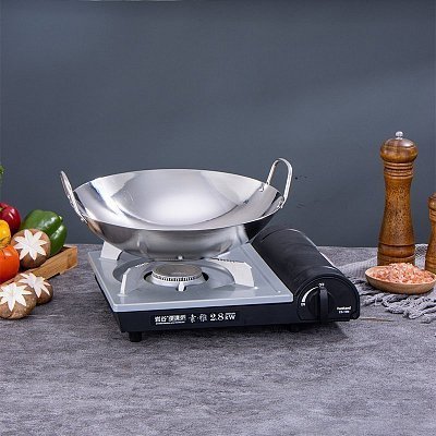 Вок сковорода 38 см GetHof, из нержавейки, двуручный