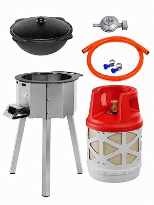 Казан 8 л Davr Metall + газовая печь 4 кВт + композитный баллон