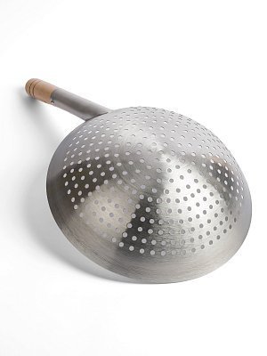 Шумовка для вок 30 см GetHof Premium, деревянная ручка 