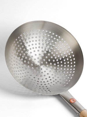 Шумовка для вок 30 см GetHof Premium, деревянная ручка 