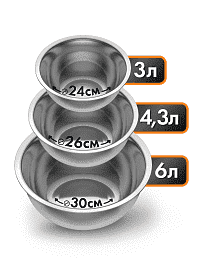 Набор мисок из нержавеющей стали 3 шт GetHof