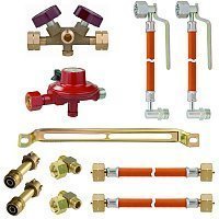 Газобаллонная система на шлангах с ручным шаровым переключателем, 4 баллона СНГ и KLF, 50 мбар
