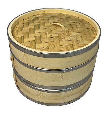 Бамбуковая пароварка 18 см GetHof, усиленная (2 уровня + крышка) BPU-180