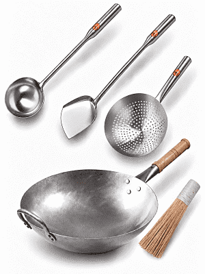 Вок кованый Light 36 см + аксессуары с ручками из нержавейки