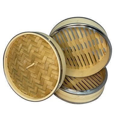 Бамбуковая пароварка 27 см GetHof, усиленная (2 уровня + крышка) BPU-270