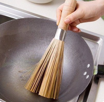 Щетка для вок, казана и саджа, 30 см GetHof, из бамбука