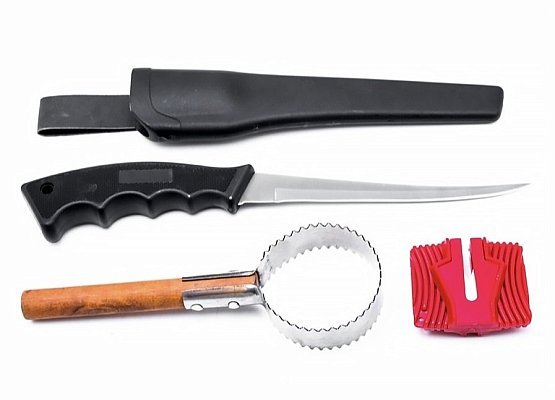 Доска для чистки рыбы с зажимом GetHof / Рыбочистка, нож, точилка