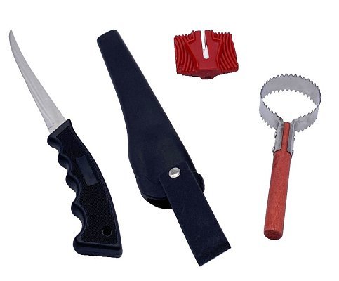 Доска для чистки рыбы с зажимом GetHof / Рыбочистка, нож, точилка