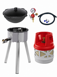 Казан 8 л Davr Metall  + газовая печь 20 кВт + композитный баллон